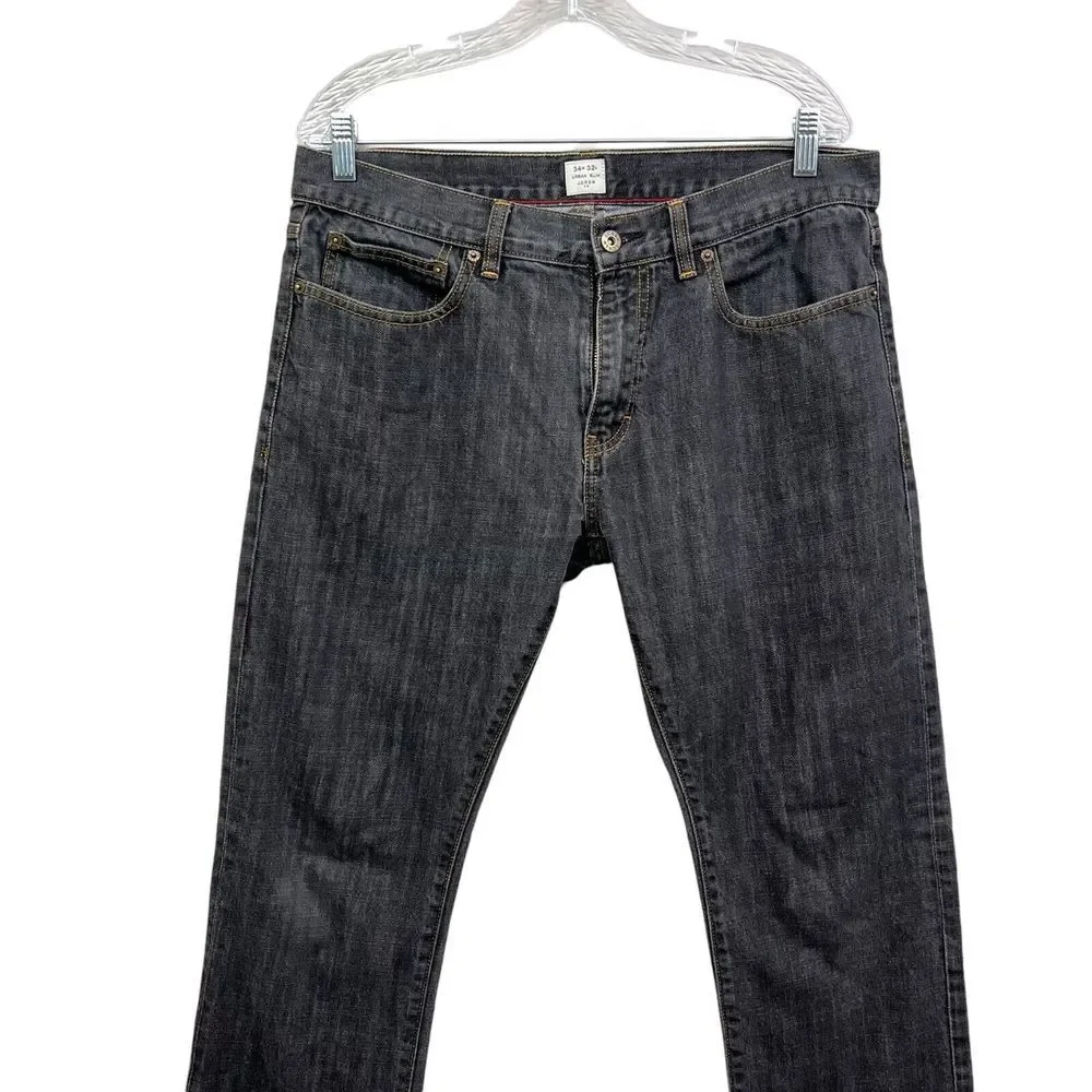 J. Crew Mens Jeans Urban Slim Straight 5 Pocket Zip Fly Black Wash Size W34*